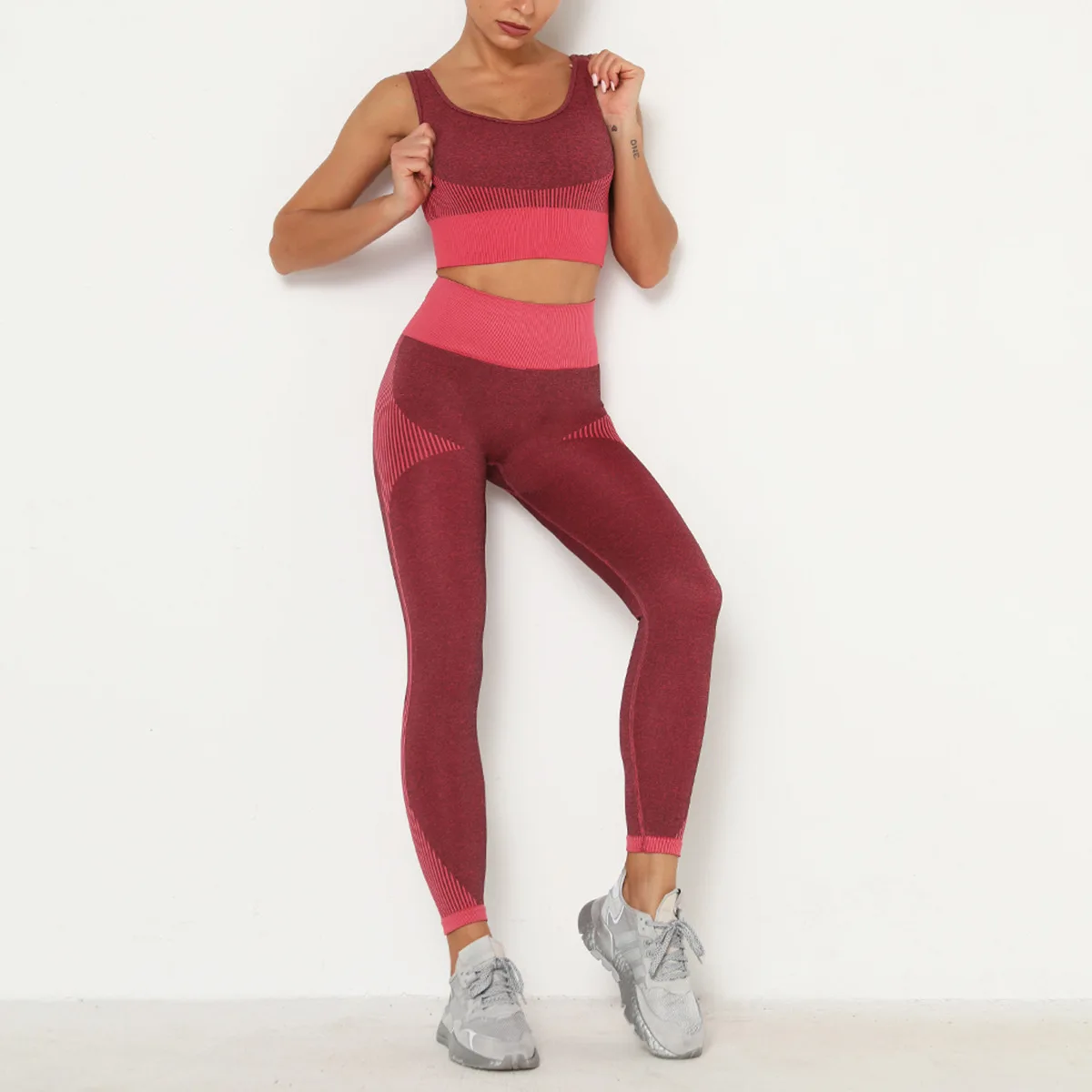 2 pieces gym set workout clothes for women adapt seamless sports bra ribbed waistband leggings squat proof yoga set gym wear
2 pieces gym set workout clothes for women adapt seamless sports bra ribbed waistband leggings squat proof yoga set gym wear