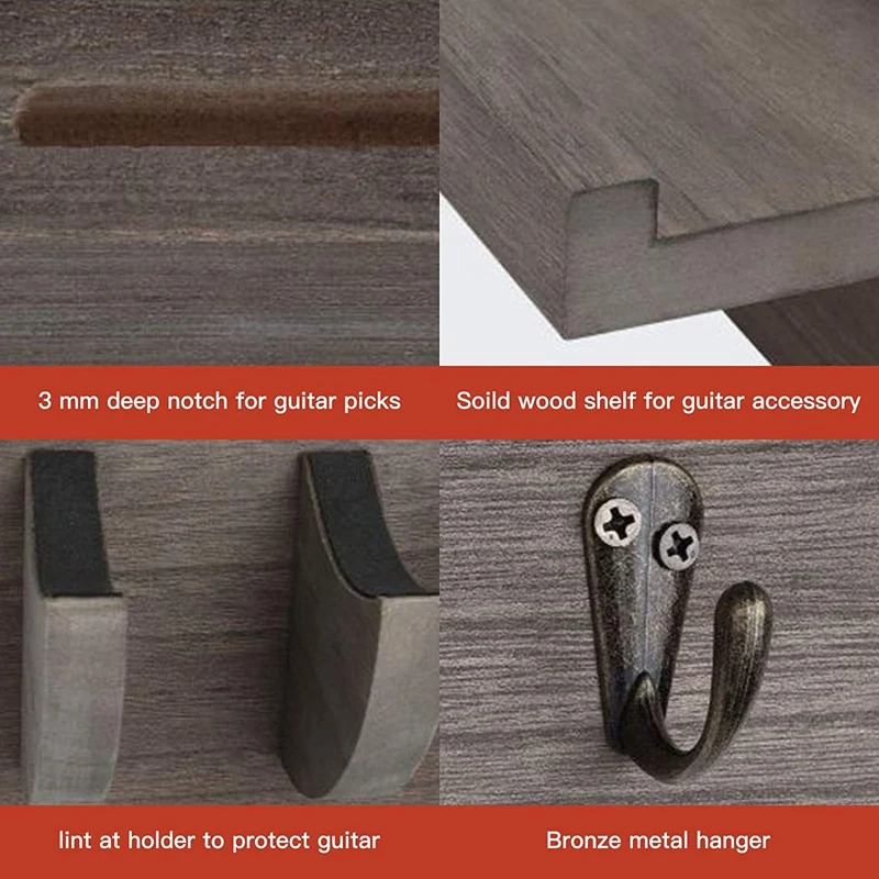 Wood Guitar Wall Hanger Guitar Wall Mount Guitar Hanging Rack with Pick Holder and 3 Hook Gray
Wood Guitar Wall Hanger Guitar Wall Mount Guitar Hanging Rack with Pick Holder and 3 Hook Gray
