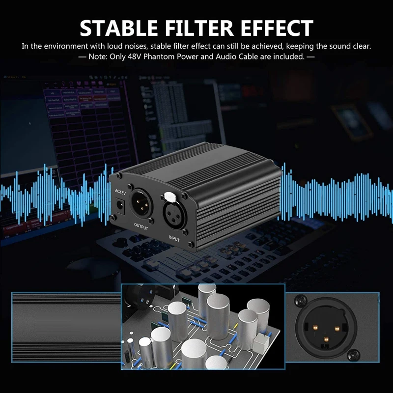 1-Channel 48V Phantom Power Supply with Adapter,Mic Cable for Any Condenser Microphone Music Recording Equipment EU PLUG
1-Channel 48V Phantom Power Supply with Adapter,Mic Cable for Any Condenser Microphone Music Recording Equipment EU PLUG