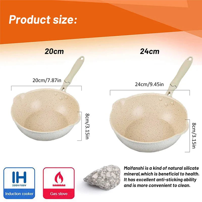 20/24/26cm Stone Wok Non-stick Pan With Pot Cover Aluminum Frying Pans Japanese Household Wok for Kitchen Breakfast Pot Cookware
20/24/26cm Stone Wok Non-stick Pan With Pot Cover Aluminum Frying Pans Japanese Household Wok for Kitchen Breakfast Pot Cookware