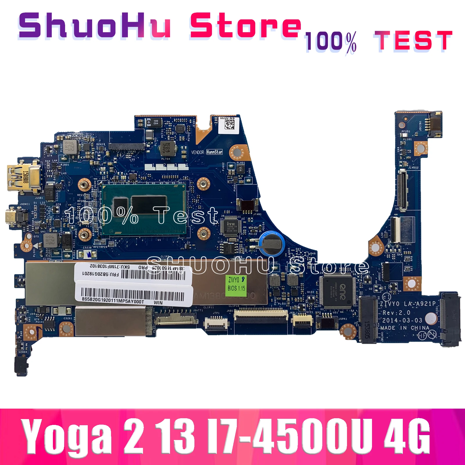 Оригинальная материнская плата KEFU для ноутбука Lenovo yoga 2 13 
Оригинальная материнская плата KEFU для ноутбука Lenovo yoga 2 13