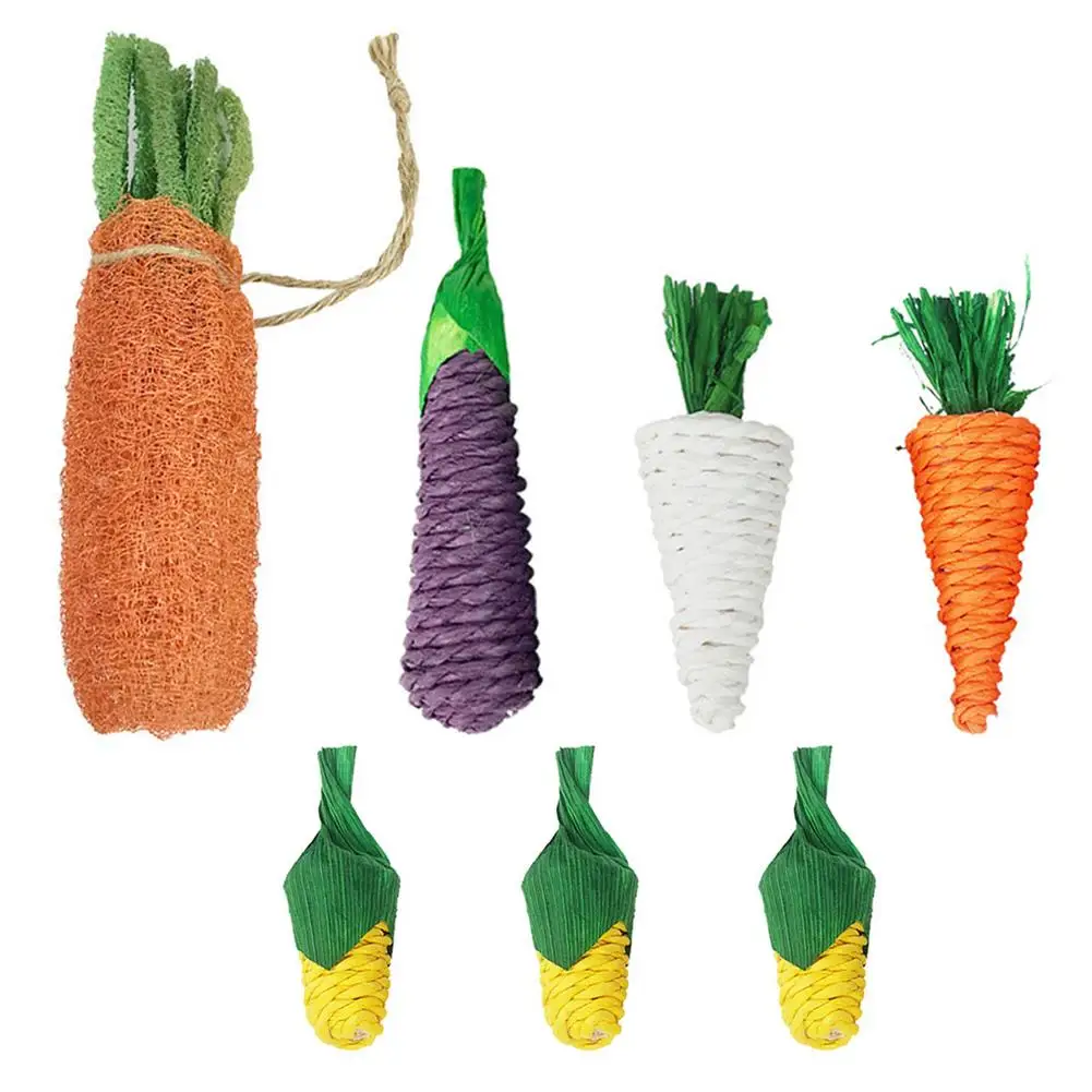 7Pcs Rabbit Chew Toys Woven Teeth Grinding Toy Vegetable Carrot Eggplant Pets Chewing Toys For Chinchilla Hamsters Rabbit
7Pcs Rabbit Chew Toys Woven Teeth Grinding Toy Vegetable Carrot Eggplant Pets Chewing Toys For Chinchilla Hamsters Rabbit