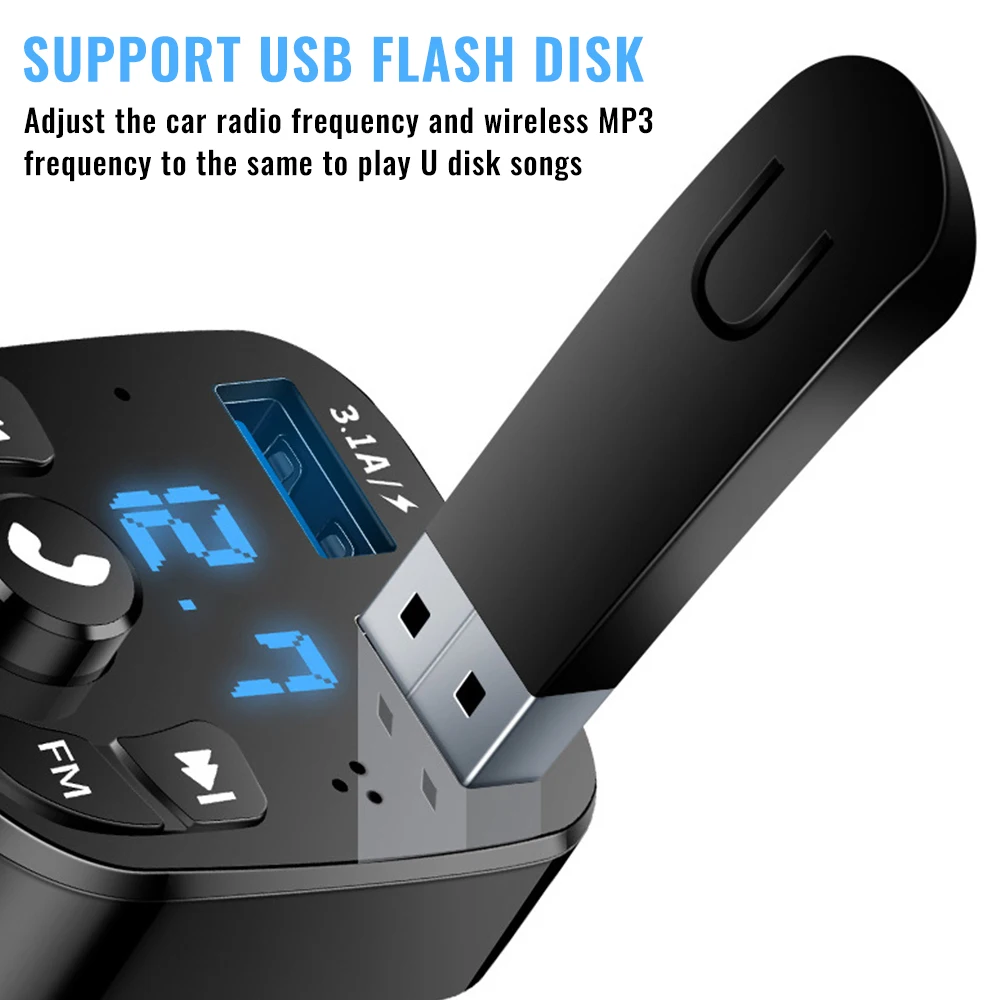 FM Transmitter Car Player Kit Bluetooth Version 5.0 Card Car Charger Quick With QC3.0 Dual USB Voltmeter & AUX IN/OUT DC 12/24V
FM Transmitter Car Player Kit Bluetooth Version 5.0 Card Car Charger Quick With QC3.0 Dual USB Voltmeter & AUX IN/OUT DC 12/24V