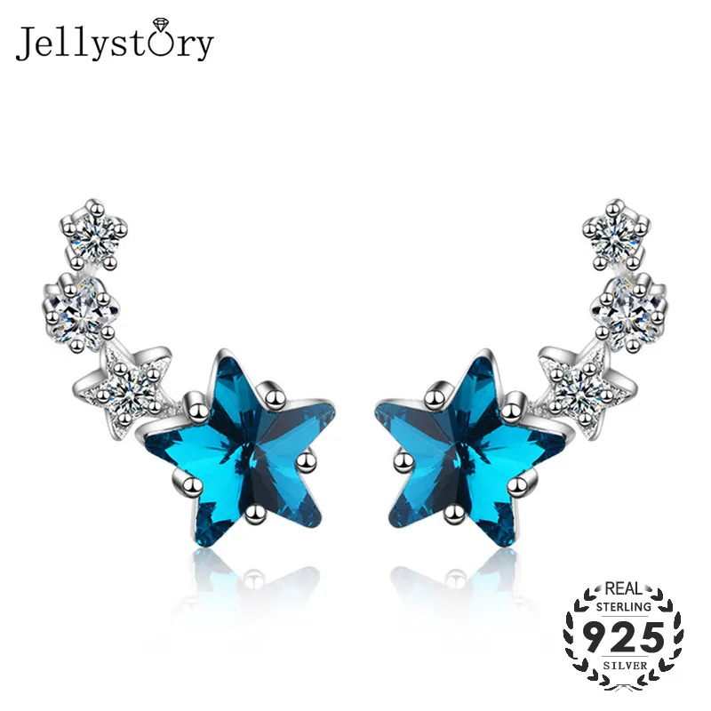 Jellystory Trendy 925 Silver Earrings with Five-pointed Star Shape Sapphire Zircon Gemstone Stud Earrings for Women Wedding Gift
Jellystory Trendy 925 Silver Earrings with Five-pointed Star Shape Sapphire Zircon Gemstone Stud Earrings for Women Wedding Gift
