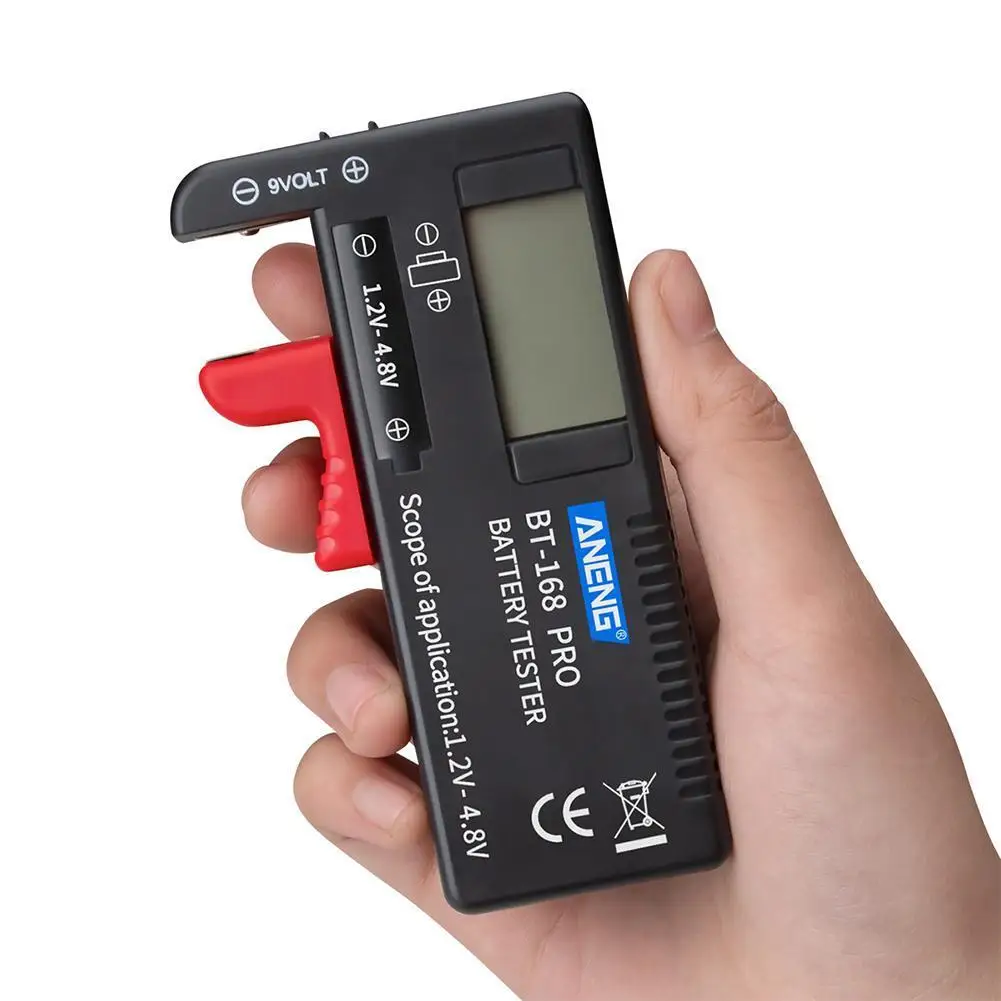BT-168 Universal Button Multiple Size Battery Tester For AA/AAA/C/D/9V/1.5V LCD Display Digital Battery Tester Volt Checker
BT-168 Universal Button Multiple Size Battery Tester For AA/AAA/C/D/9V/1.5V LCD Display Digital Battery Tester Volt Checker