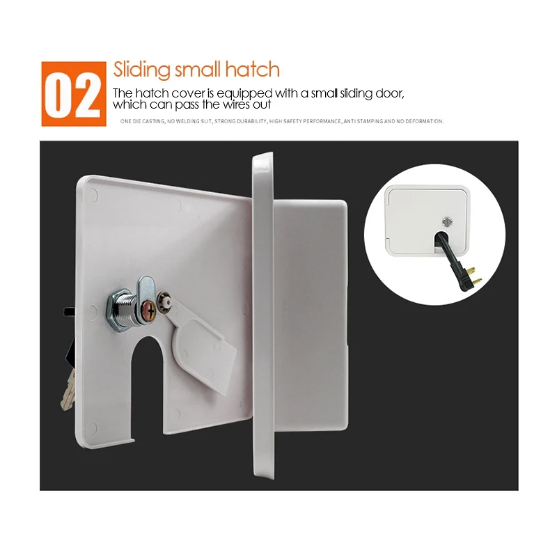 RV Heavy Duty Electric Cable Hatch Camper Power Cord Protect Cover with 2 Keys W 5.94 Inch, H 6.54 Inch
RV Heavy Duty Electric Cable Hatch Camper Power Cord Protect Cover with 2 Keys W 5.94 Inch, H 6.54 Inch