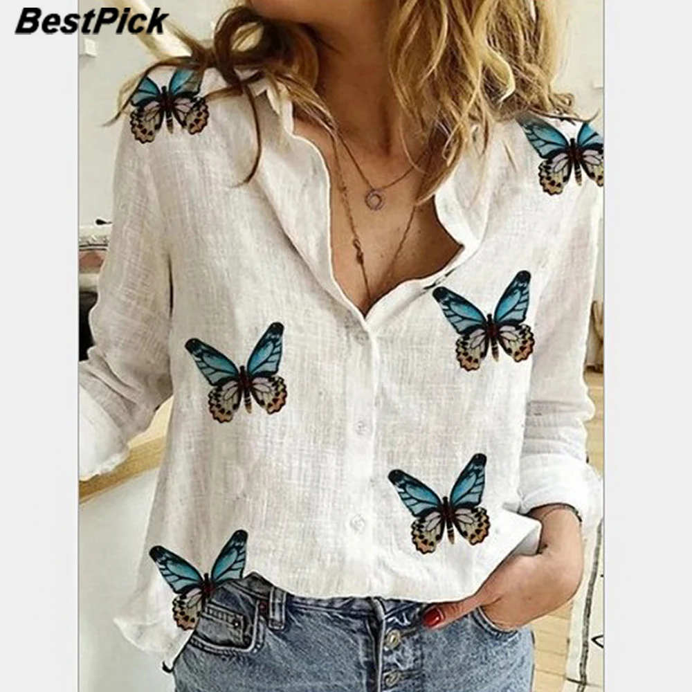 Women Butterfly Blouses Autumn Tops Leisure White Shirts Button V Neck Cardigan Top Loose Long Sleeve Oversized Shirt Blusas
Women Butterfly Blouses Autumn Tops Leisure White Shirts Button V Neck Cardigan Top Loose Long Sleeve Oversized Shirt Blusas