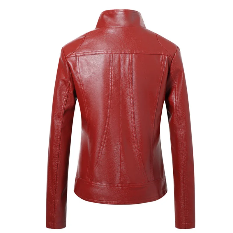 2021 New Fake Leather Jacket Women Red Black Top Spring And Autumn Plus Size 6XL Temperament Fashion Slim PU Leather Coat GH248 
2021 New Fake Leather Jacket Women Red Black Top Spring And Autumn Plus Size 6XL Temperament Fashion Slim PU Leather Coat GH248