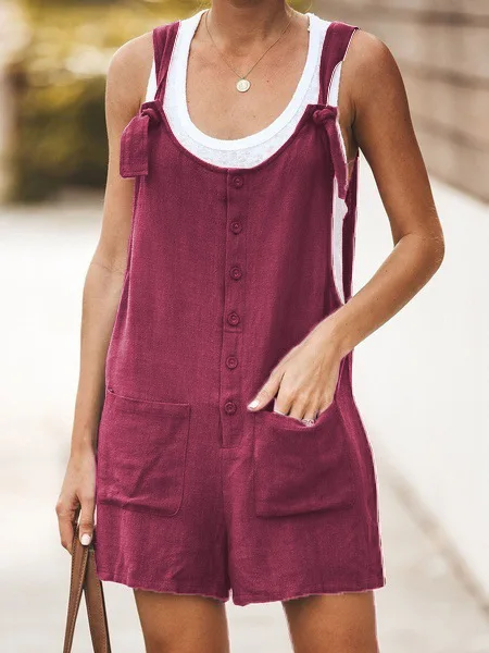 Summer Women's Suspender Strap Shorts O-neck Button Big Pocket Jumpsuit Loose Sleeveless Loose And Comfortable Jumpsuits 5XL
Summer Women's Suspender Strap Shorts O-neck Button Big Pocket Jumpsuit Loose Sleeveless Loose And Comfortable Jumpsuits 5XL