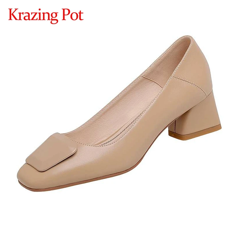 Krazing Pot new real leather square toe high heels simple style solid European style high street fashion slip on women pumps L01
Krazing Pot new real leather square toe high heels simple style solid European style high street fashion slip on women pumps L01