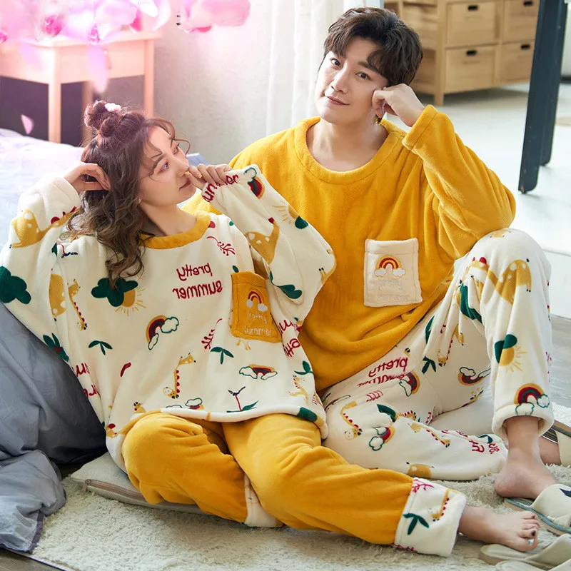 Flannel Couple Pajamas Thickened Warm Coral Plush Home Suit Pajama Set Women Kawaii Pajama
Flannel Couple Pajamas Thickened Warm Coral Plush Home Suit Pajama Set Women Kawaii Pajama
