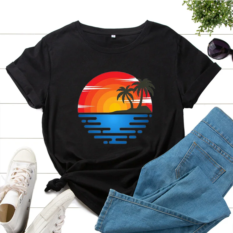 Casual Women T-Shirt Sunset Print Loose Tee-Shirt Basic Harajuku Pullover Oversized Blouse Summer Short Sleeve Tees Female Tops
Casual Women T-Shirt Sunset Print Loose Tee-Shirt Basic Harajuku Pullover Oversized Blouse Summer Short Sleeve Tees Female Tops