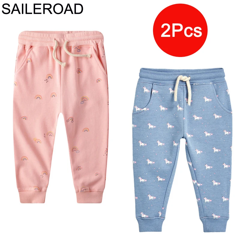 SAILEROAD 2 шт. Девушки тренировочные брюки Единорог Брюки для детской одежды Радуга