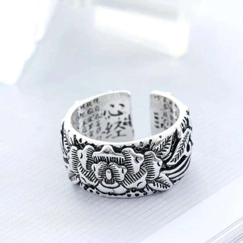 Aestethic Elegant Jewellery Original Buddhism Scripture Lotus Bodhi Peace 925 Standard Silver Female Resizable Opening Rings 285
Aestethic Elegant Jewellery Original Buddhism Scripture Lotus Bodhi Peace 925 Standard Silver Female Resizable Opening Rings 285