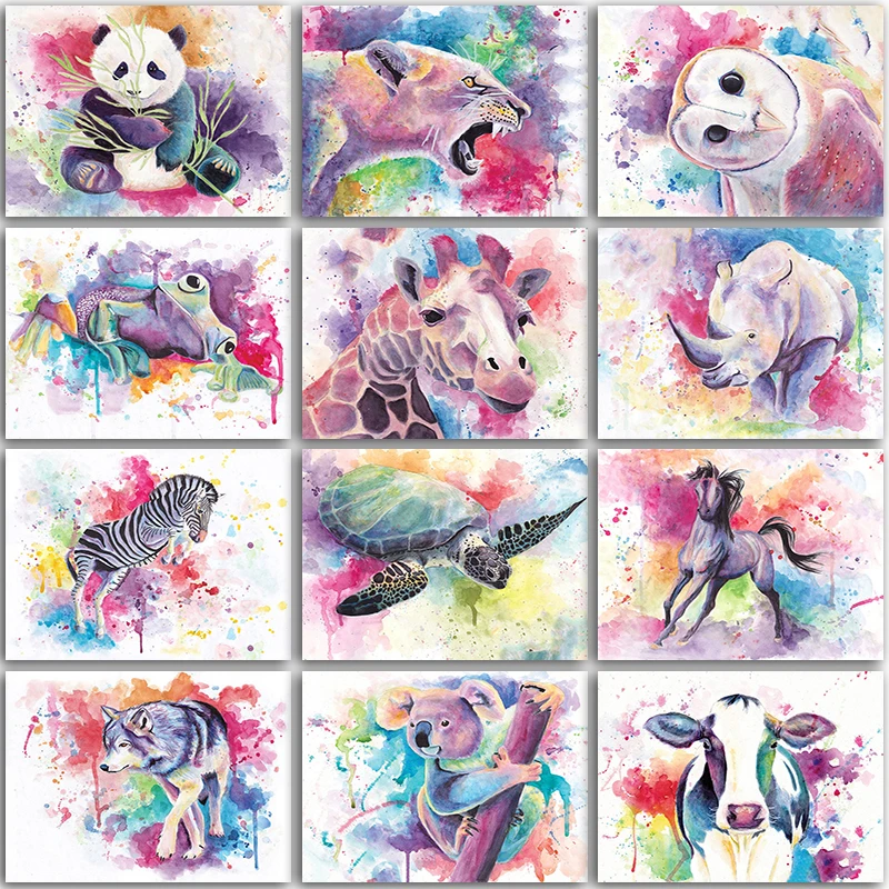 

5D AB Diamond painting animals Colorful lion owl horse Full Square Diamond embroidery Cross stitch Full Round Diamond mosaic