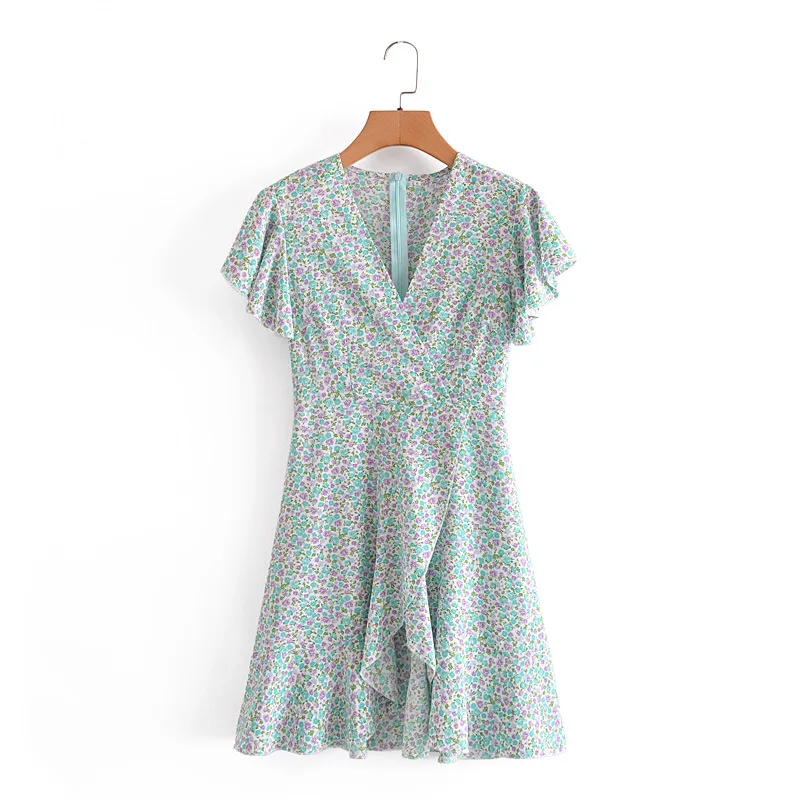 2021 spring and summer new floral V-neck lotus leaf sleeve stitching irregular mini dress women
2021 spring and summer new floral V-neck lotus leaf sleeve stitching irregular mini dress women