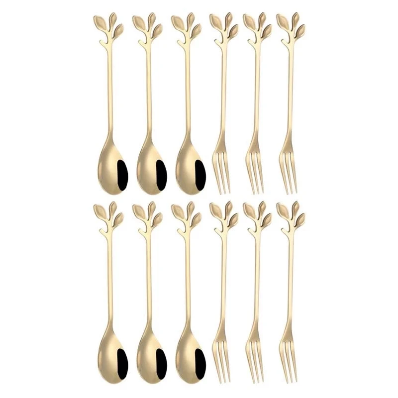 12Pcs Dessert Spoon and Fork Set Stainless Steel Mixing Spoon Cake Forks for Home Kitchen Fruit
12Pcs Dessert Spoon and Fork Set Stainless Steel Mixing Spoon Cake Forks for Home Kitchen Fruit