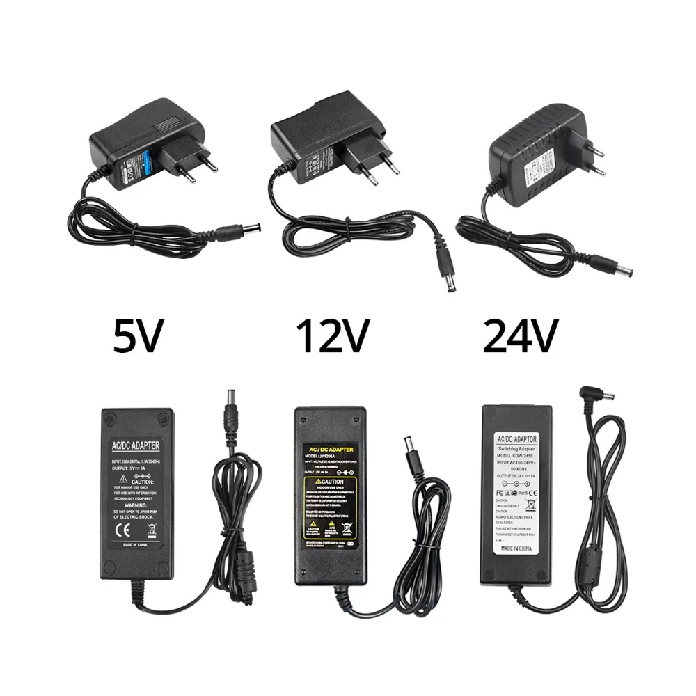 

100-240V AC to DC Power Adapter Universal Switching DC 5V 9V 12V 1A 2A 3A Charger Supply Adaptor 5.5mm x 2.1mm for LED Strip