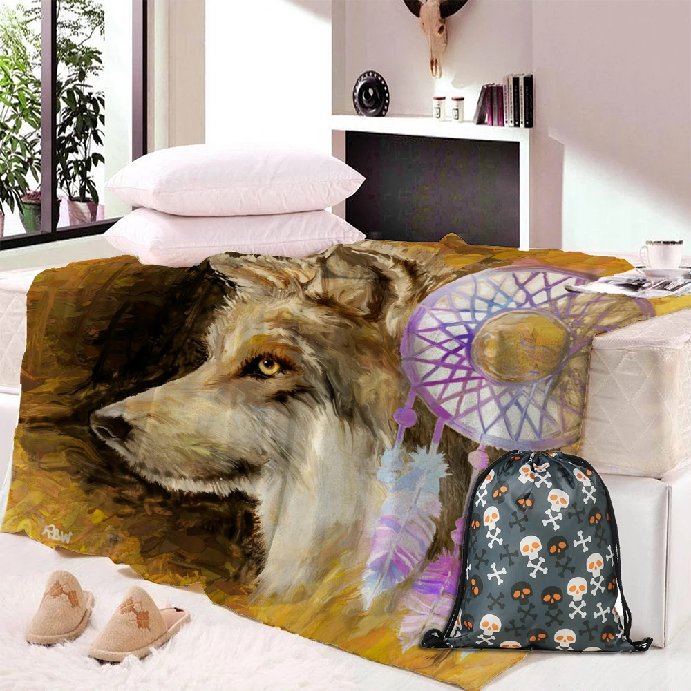 Wolf Blanket on Bed Mandala Flower Plush Throw Blanket Animal Thin Quilt Colorful Geometric Bedding
Wolf Blanket on Bed Mandala Flower Plush Throw Blanket Animal Thin Quilt Colorful Geometric Bedding