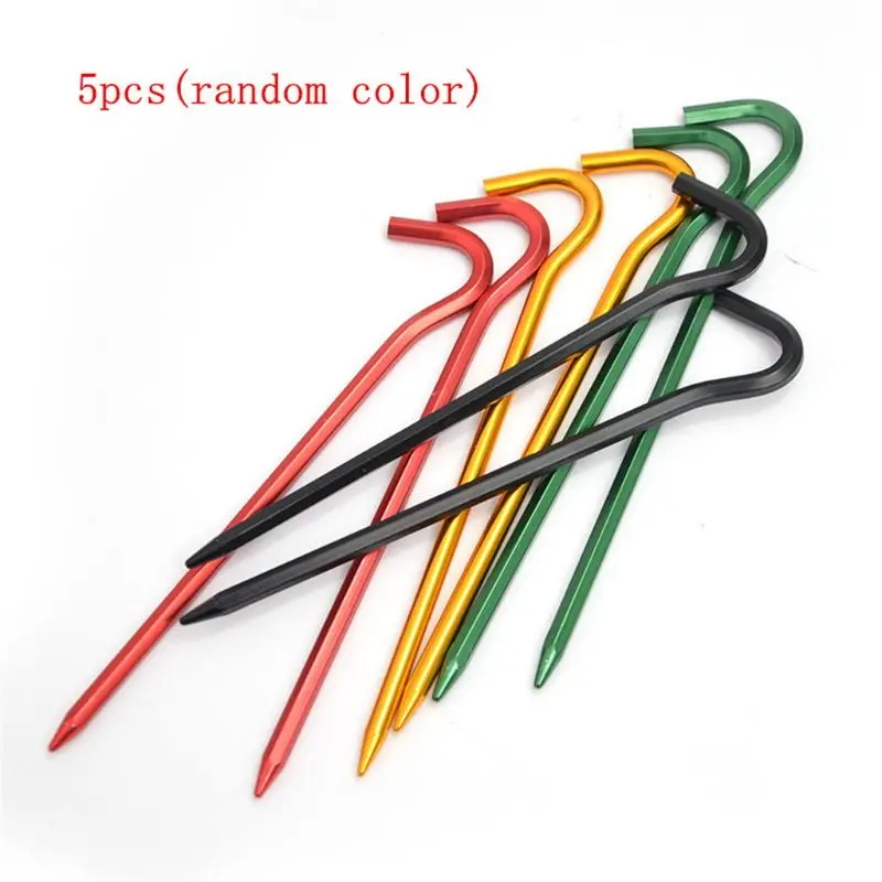 5pcs 7-shaped Aluminum Alloy Tent Nail Outdoor Camping Color Tent Pegs Stakes Hook Pin High Strength Wind Rope Ground Nail
5pcs 7-shaped Aluminum Alloy Tent Nail Outdoor Camping Color Tent Pegs Stakes Hook Pin High Strength Wind Rope Ground Nail