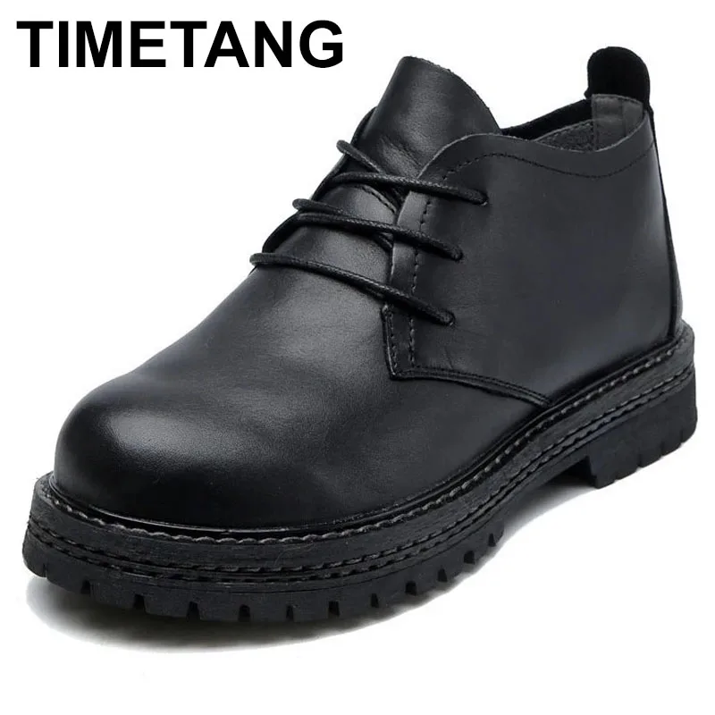 TIMETANG Women Classic Anckle Boots Genuine Cow Leather For Spring And Autumn Platform Rubber Outsole By Handmade Size35-40
TIMETANG Women Classic Anckle Boots Genuine Cow Leather For Spring And Autumn Platform Rubber Outsole By Handmade Size35-40