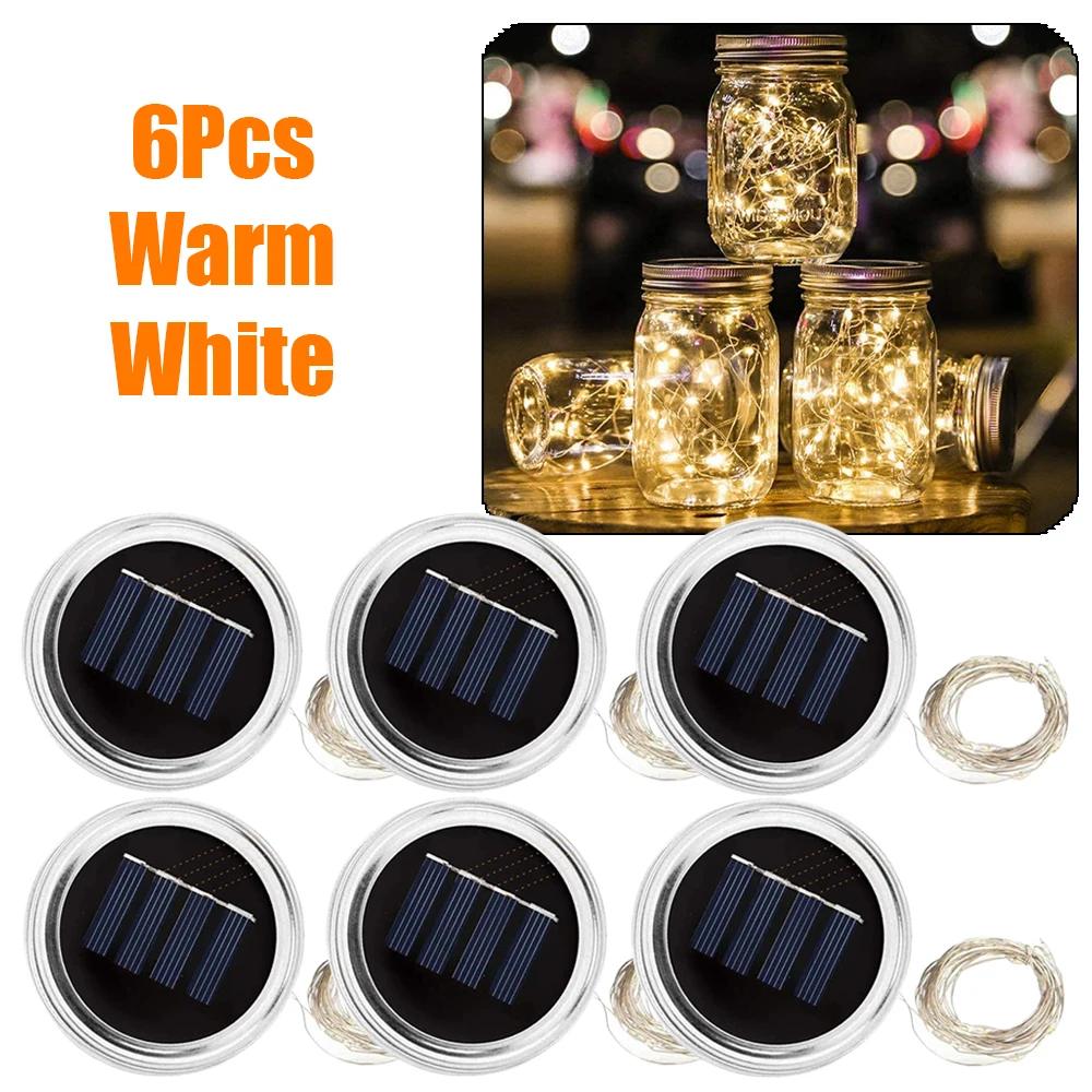 Solar Mason Jar Lids Lights 6 Pack 20 LED Waterproof Fairy String Lights for Yard Garden Party Wedding Christmas Decorative
Solar Mason Jar Lids Lights 6 Pack 20 LED Waterproof Fairy String Lights for Yard Garden Party Wedding Christmas Decorative