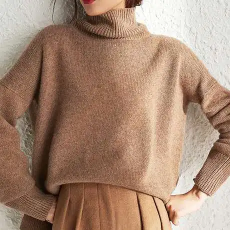 Осенне-зимний женский свитер с высоким воротником и дополнительной толщиной