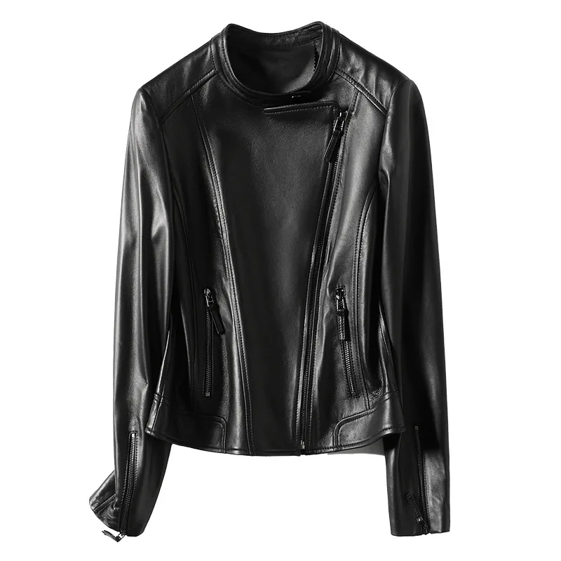 Black 100% Sheepskin Motorcycle Jacket Women Ladies Genuine Leather Zipper Short Coat 2020 Autumn New Outwear Size M-2XL
Black 100% Sheepskin Motorcycle Jacket Women Ladies Genuine Leather Zipper Short Coat 2020 Autumn New Outwear Size M-2XL