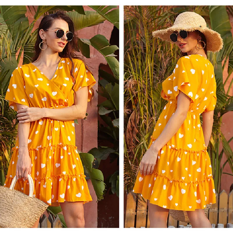 Casual Fashon Women Print Mini Dress 2020 Summer Elegant V-neck Ruffles Slim Dress for Ladies
Casual Fashon Women Print Mini Dress 2020 Summer Elegant V-neck Ruffles Slim Dress for Ladies