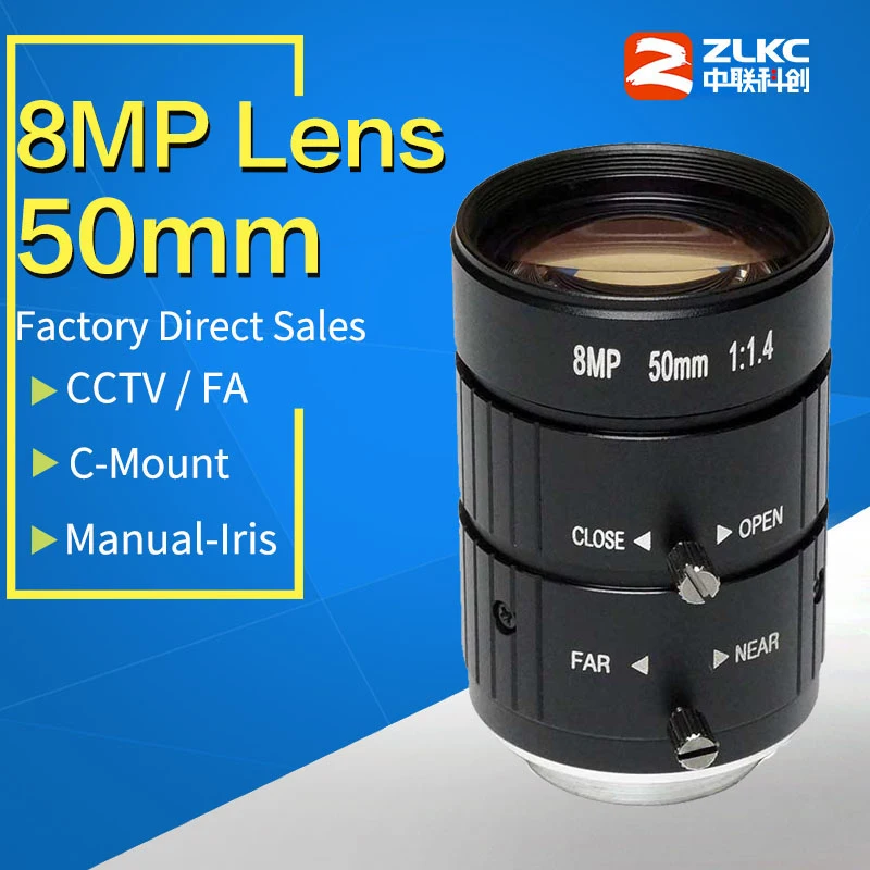 8.0 Mega Pixel, CCTV lens 50mm Manual Iris Industrial Lens with 1" format & C Mount Machine Vision for security cameras 1080P FA
8.0 Mega Pixel, CCTV lens 50mm Manual Iris Industrial Lens with 1" format & C Mount Machine Vision for security cameras 1080P FA