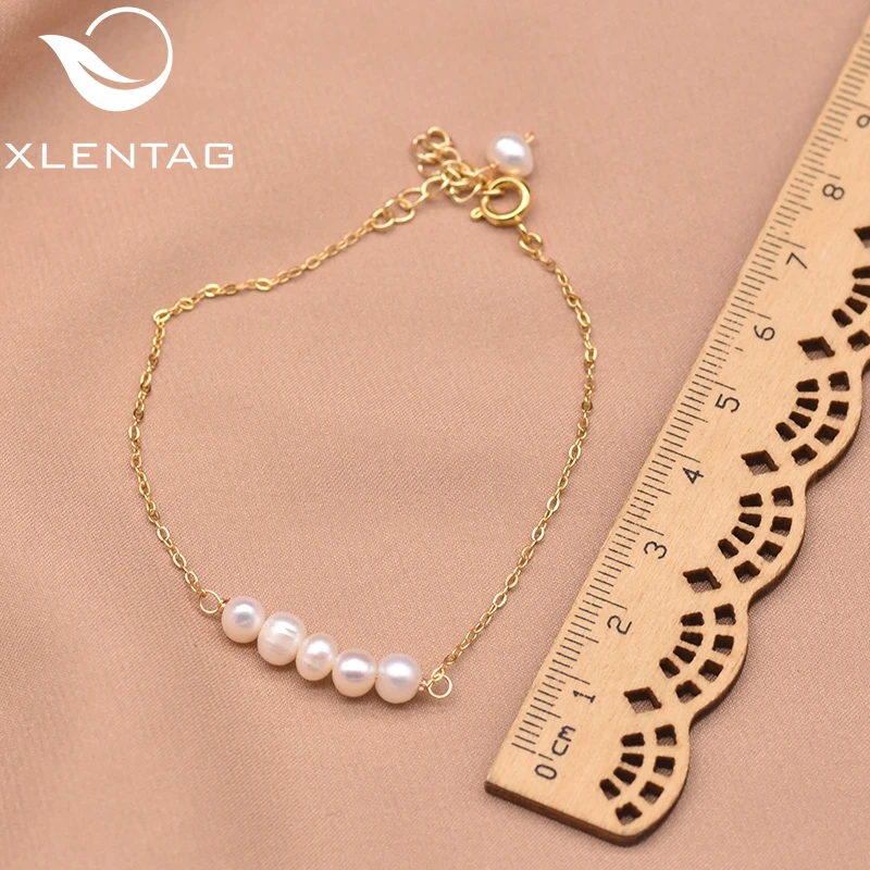XlentAg 925 Sterling Silver Natural Fresh Water Pearl Adjustable Bracelet For Women Girl Party Gift Luxury Fine Jewelry GB0143 | Украшения