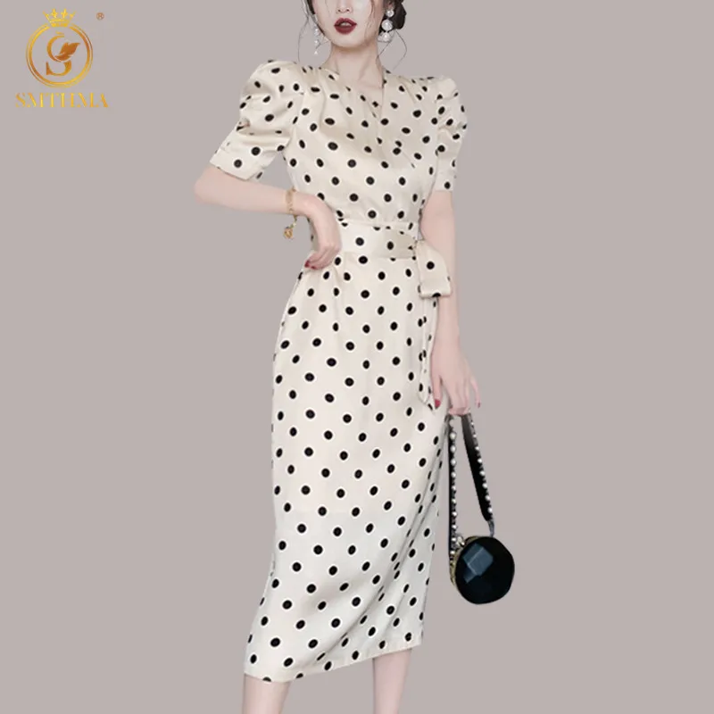 SMTHMA Women Puff Sleeve Dot Print Vintage Summer Dress Office Lady Casual Elegant Work Dress 2022 New Fashion Clothes
SMTHMA Women Puff Sleeve Dot Print Vintage Summer Dress Office Lady Casual Elegant Work Dress 2022 New Fashion Clothes