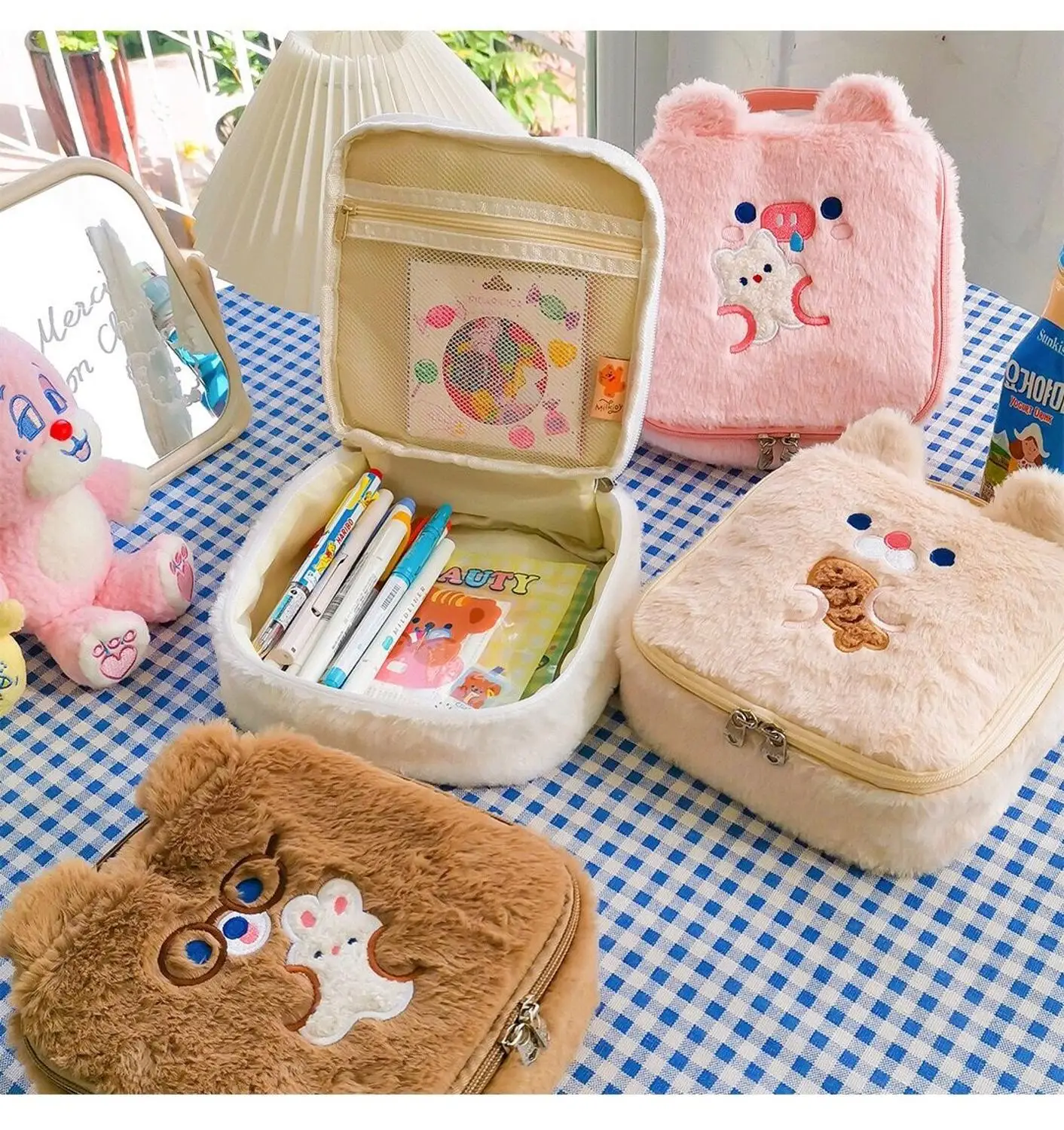 Flannel Bear Cosmetic Bag Cute Embroidery Plush Storage Bag Kawaii Student Large Capacity Pencil Case Korea Fashion Pen Box
Flannel Bear Cosmetic Bag Cute Embroidery Plush Storage Bag Kawaii Student Large Capacity Pencil Case Korea Fashion Pen Box
