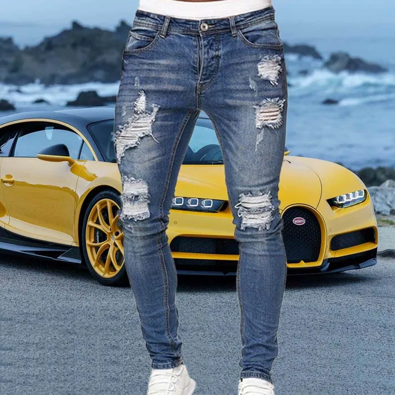 Fashion Men's jeans Blue Mens Ripped Skinny Jeans Biker Casual Male High end Brand Denim Trousers Casual Stretch Man Clothing
Fashion Men's jeans Blue Mens Ripped Skinny Jeans Biker Casual Male High end Brand Denim Trousers Casual Stretch Man Clothing