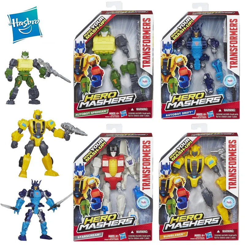 Hasbro Transformers Make Your Mask Up Action Figures Autobot Hero Mashers коллекция моделей пружинный Шмель Робот