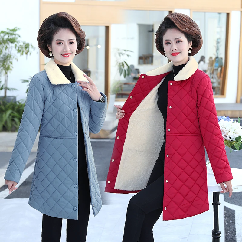 Winter Women jacket Thick Warm mide age Women Jacket Coat Fashion Causal autumn lapel Lamb cotton Female coat outwear
Winter Women jacket Thick Warm mide age Women Jacket Coat Fashion Causal autumn lapel Lamb cotton Female coat outwear