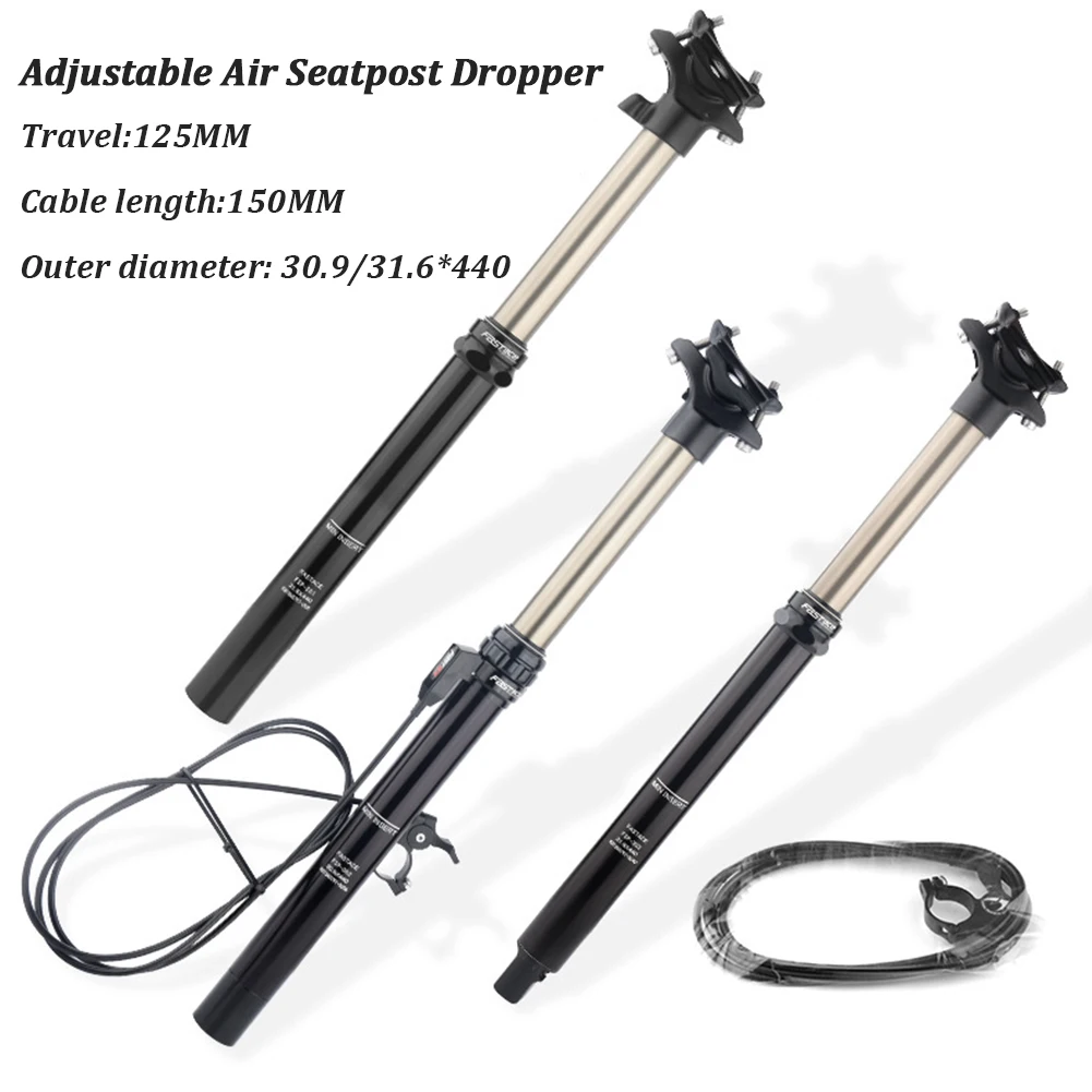 MTB Adjustable Suspension Seat Post Dropper Seatpost 30.9/31.6mm 440mm Internal Routing External Cable Remote 125mm Travel Seat
MTB Adjustable Suspension Seat Post Dropper Seatpost 30.9/31.6mm 440mm Internal Routing External Cable Remote 125mm Travel Seat