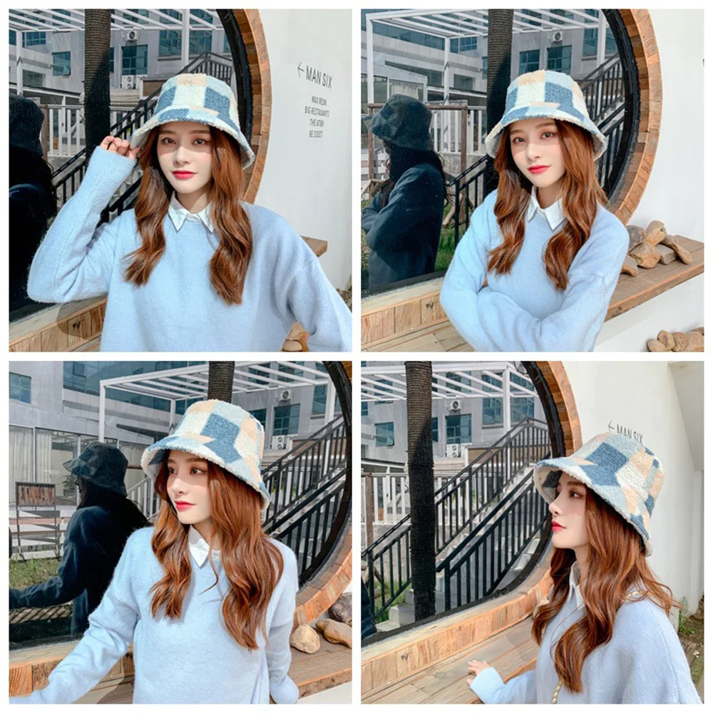 Autumn Winter Bucket Hats Japanese Lamb Wool Lattice Flat Fisherman Hat For Woman Traveling Outsides Warm Plush Accessories
Autumn Winter Bucket Hats Japanese Lamb Wool Lattice Flat Fisherman Hat For Woman Traveling Outsides Warm Plush Accessories