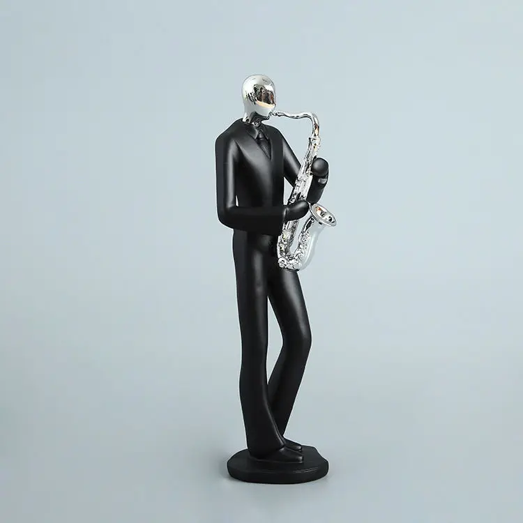 

[Crafts] Modern Abstract Sculpture music band Saxophone player figure model Statue Art Carving Resin Figurine Home Decorations