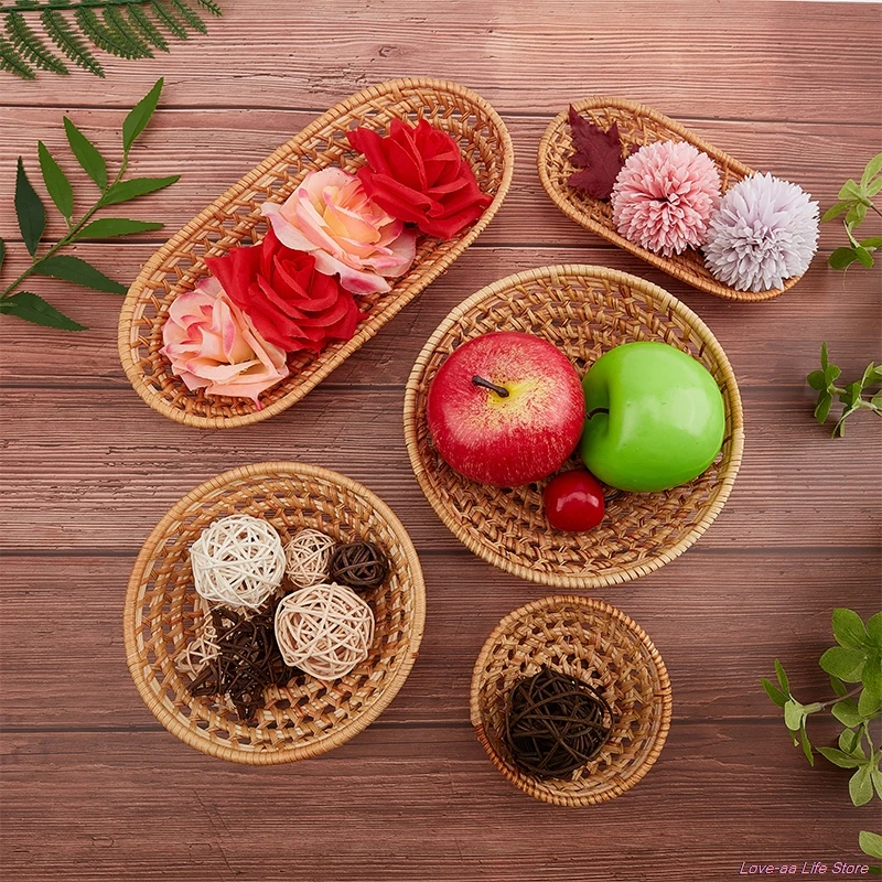 Hand-Woven Round Storage Basket Bread Fruits Box Vegetable Organizer Rattan 
Hand-Woven Round Storage Basket Bread Fruits Box Vegetable Organizer Rattan