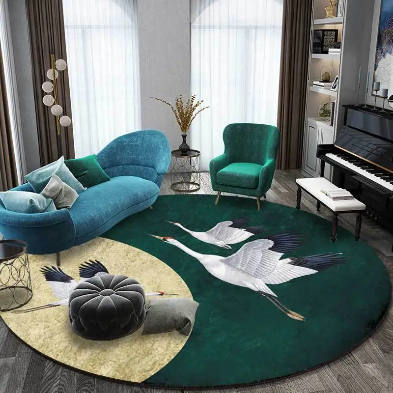 luxury gold dark green white crane flying living room bedroom hanging basket chair round floor mat carpet
luxury gold dark green white crane flying living room bedroom hanging basket chair round floor mat carpet