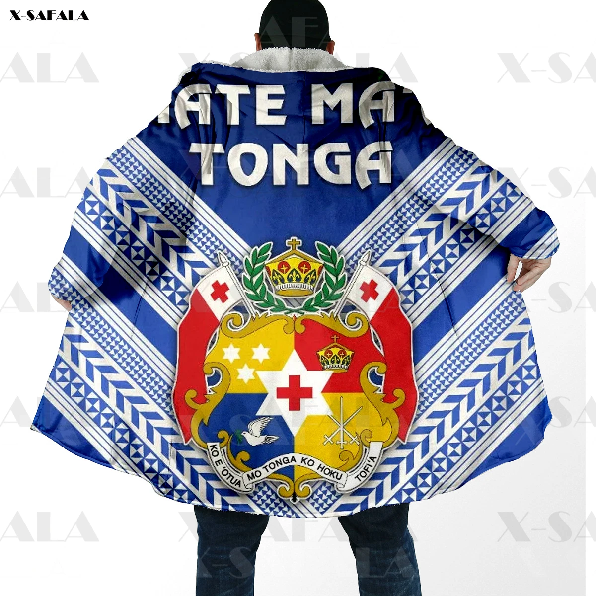 

Mate Ma'a Tonga Polynesian Printed Hoodie Duffle Coat Hooded Blanket Cloak Thick Jacket Cotton Pullovers Dunnes Overcoat