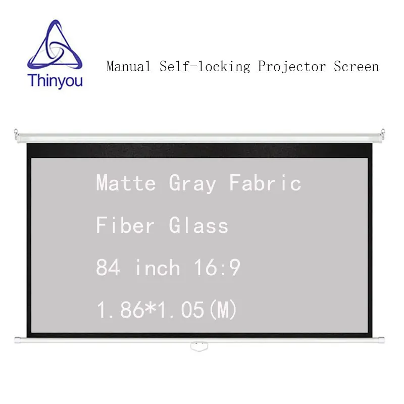 Thinyou Matte Gray Fabric Fiber Glass 84 inch 16:9 Auto Self-Locking Screen Gain Manual Pull Down Screen for home business
Thinyou Matte Gray Fabric Fiber Glass 84 inch 16:9 Auto Self-Locking Screen Gain Manual Pull Down Screen for home business