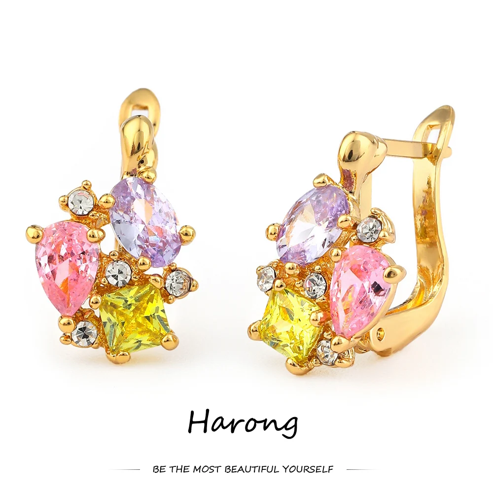 Harong Natural Zircon Stud Earrings Colorful Rose Gold Metal Crystal Earrings for Women Trendy Jewelry Accessories Wedding Gifts
Harong Natural Zircon Stud Earrings Colorful Rose Gold Metal Crystal Earrings for Women Trendy Jewelry Accessories Wedding Gifts