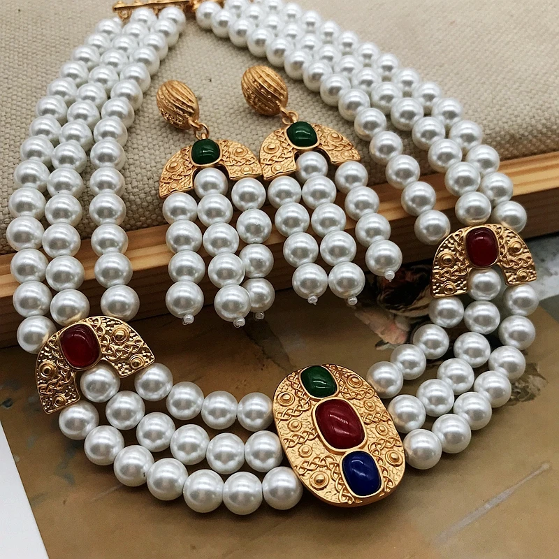 Elegant Pearls Jewelry Choker Collier Wedding Party Vintage Accessories Matte Pendant Necklace
Elegant Pearls Jewelry Choker Collier Wedding Party Vintage Accessories Matte Pendant Necklace