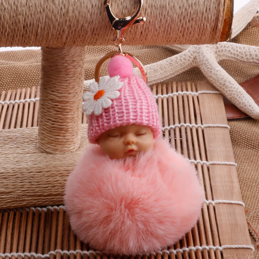 Sleeping Baby Doll Keychain Pompom Faux Rabbit Fur Ball Baby Toy Women Trinket Bag Charms stuffed animals
Sleeping Baby Doll Keychain Pompom Faux Rabbit Fur Ball Baby Toy Women Trinket Bag Charms stuffed animals