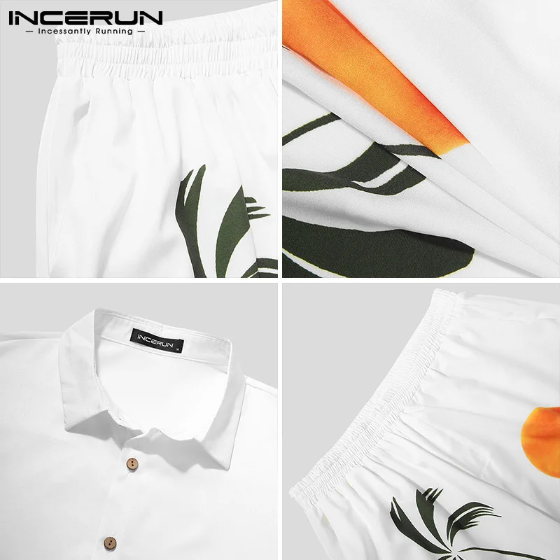 INCERUN 2021 Summer Printed Suits Men Short Sleeve Lapel Tops Elastic Waist Shorts 2 Pieces Man Hawaiian Beach Buttons Sets 3XL
INCERUN 2021 Summer Printed Suits Men Short Sleeve Lapel Tops Elastic Waist Shorts 2 Pieces Man Hawaiian Beach Buttons Sets 3XL
