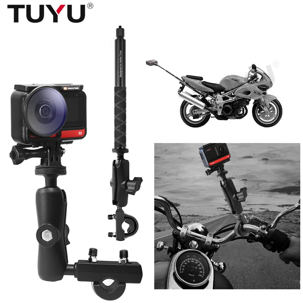 

TUYU Motorcycle Bicycle Camera Holder Handlebar Clamp Mount Bracket Stand For Insta360 One R X2 GoPro Invisible Selfie Accessory