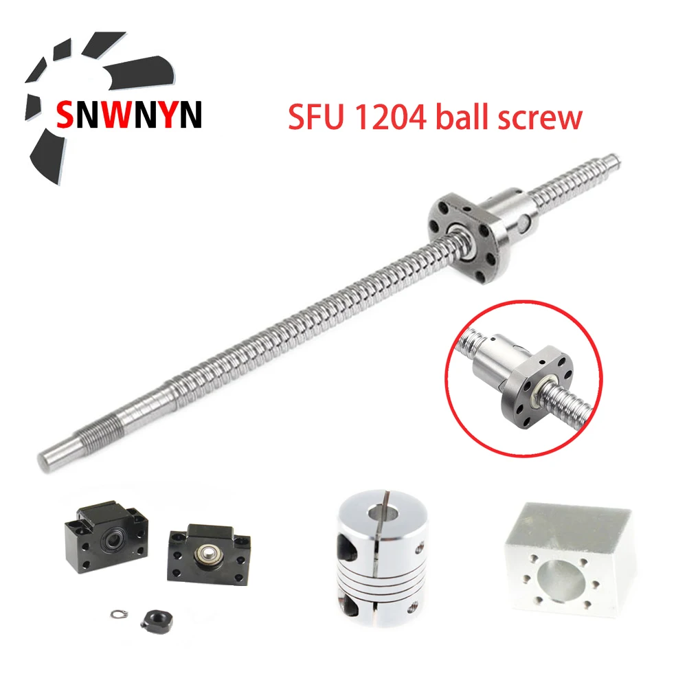 

Ball Screw Set SFU1204 Rolled Ballscrew RM1204 C7 With End Machined +1204 Ball Nut Housing+BK/BF10 End Support+Coupler For Cnc