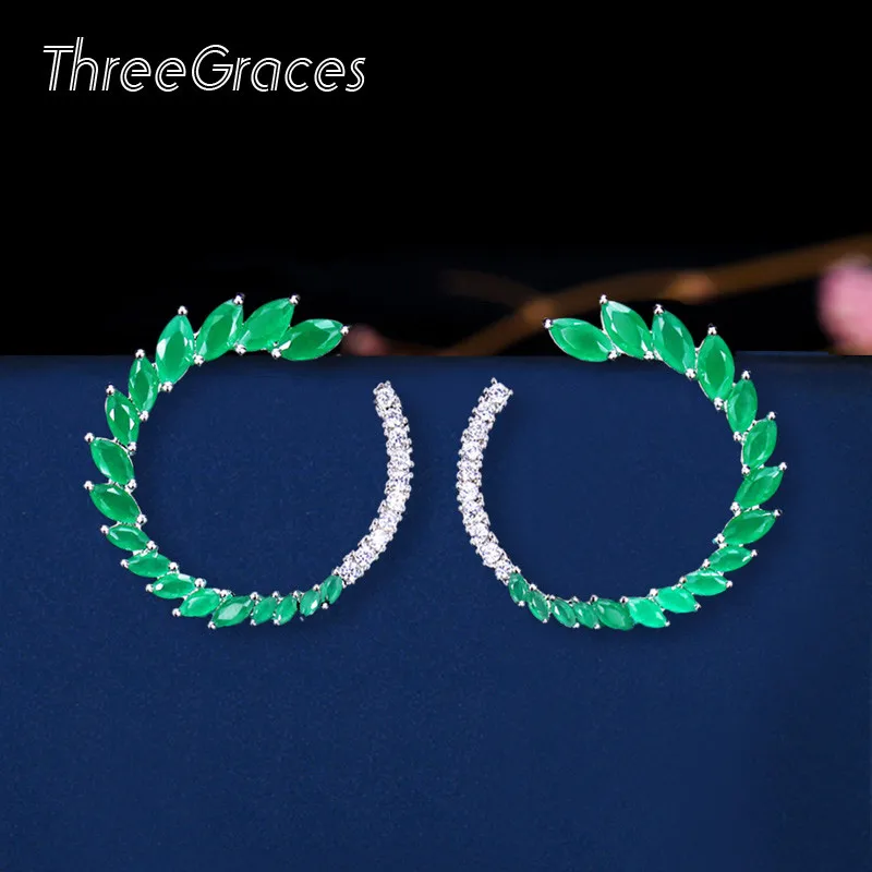 ThreeGraces American and European Women Wedding Natural Green Crystal Mix CZ Stone Open Round Big Stud Earrings for Bridal ER264
ThreeGraces American and European Women Wedding Natural Green Crystal Mix CZ Stone Open Round Big Stud Earrings for Bridal ER264